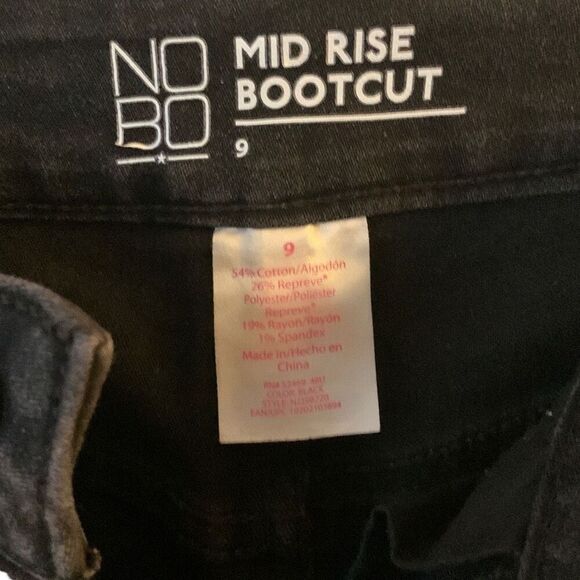 Pre Owned Women's Junior NOBO Mid Rise Boot Cut Jeans Black Sz 9 Casual Fashion - Picture 14 of 14